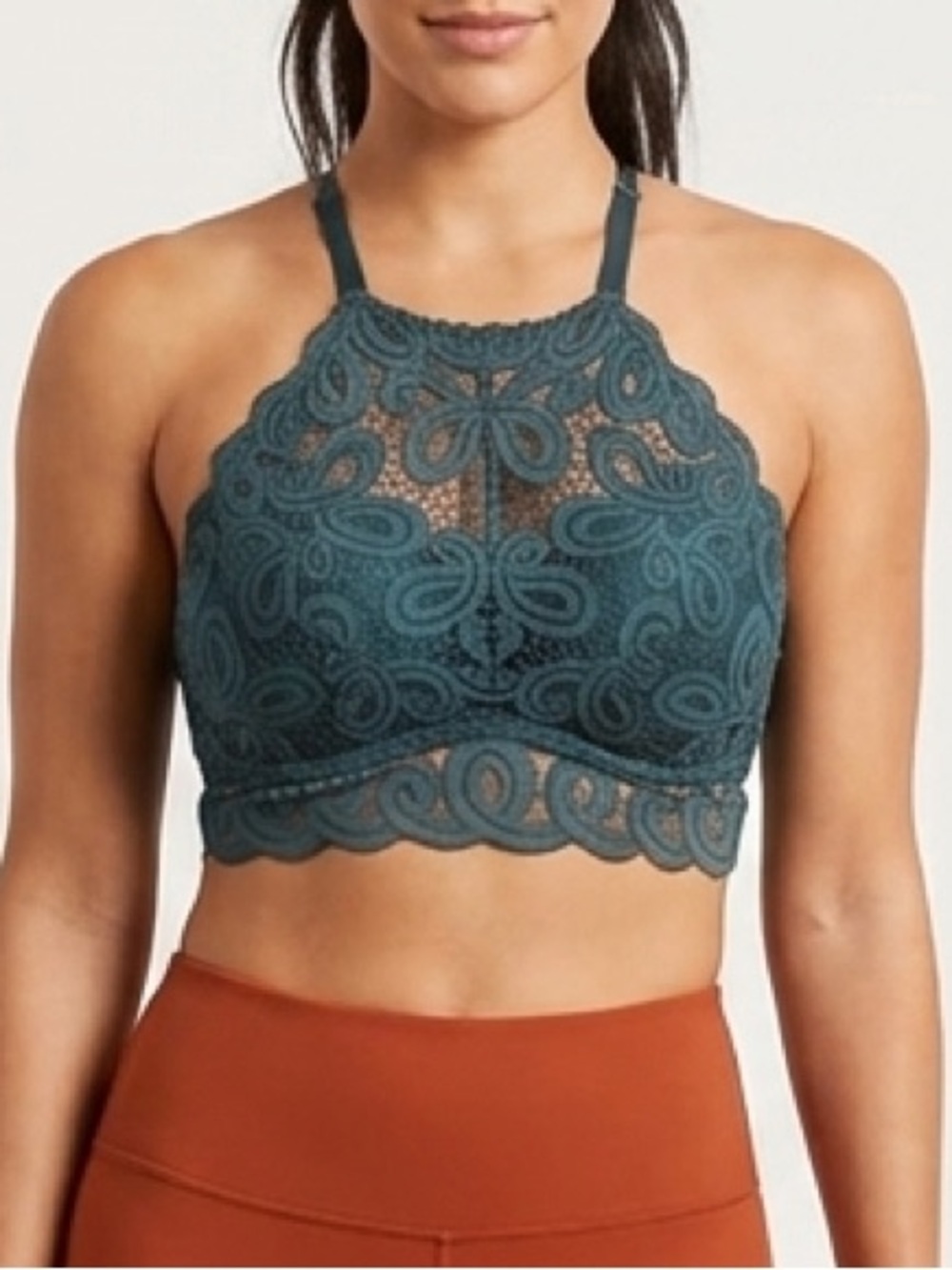 VS Pink Blue Lace Padded Fancy Back Bralette - M/34D/D75